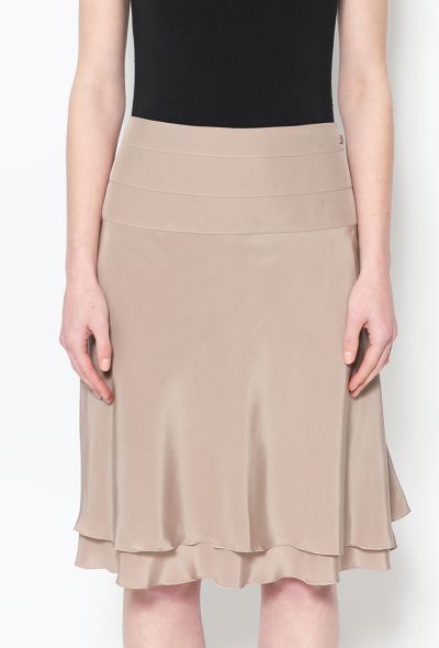 Chanel Taupe brown Flared Silk Skirt - 2