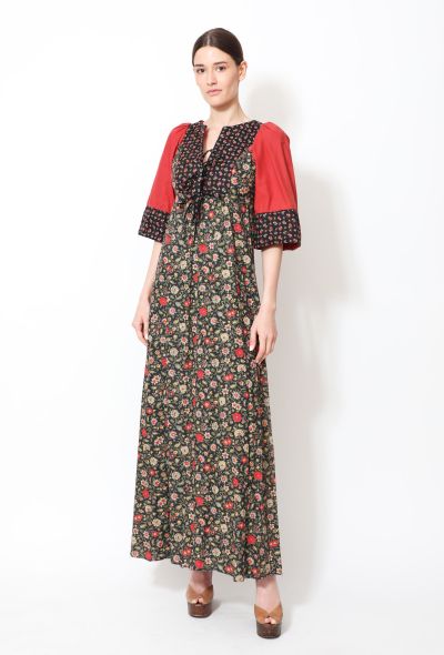 70s Floral Quilted Day Dress - 2