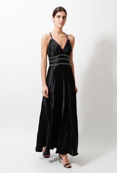 '40s Embroidered Halter Gown - 1