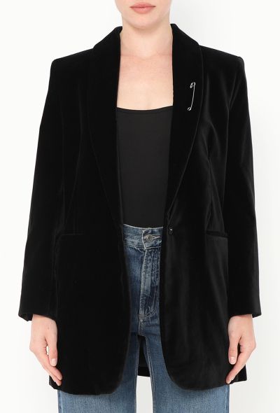 The Row 2022 Jerry Velvet Brooch Jacket - 1