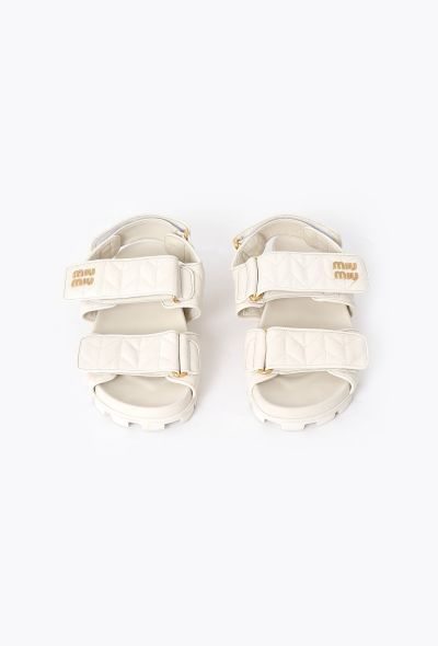 Miu Miu 2024 Quilted Leather Logo Sandals - 2