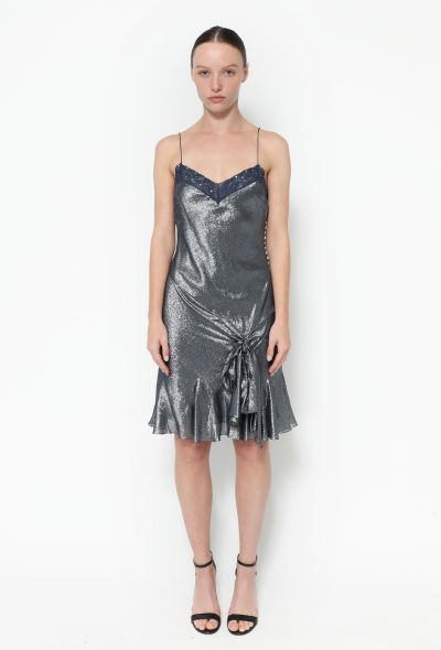 John Galliano 2004 Lamé Bias Silk Dress - 1