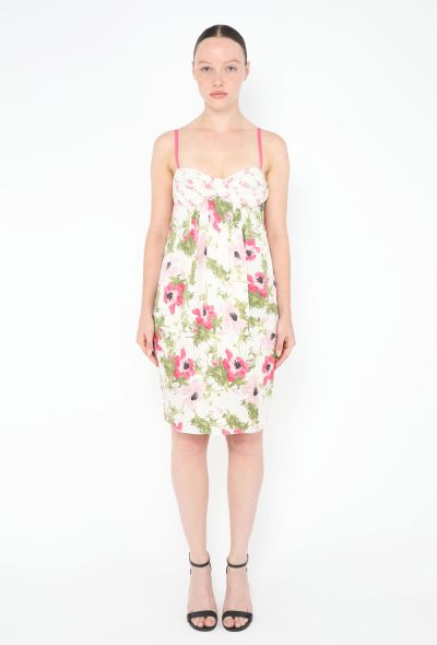 John Galliano 2005 Ruched Floral Silk Dress - 1