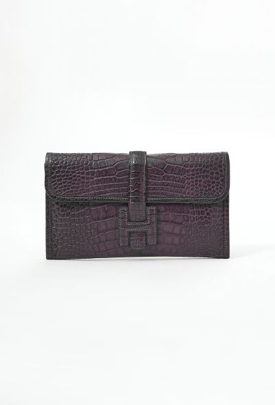 Hermès Purple Alligator Mini Jige Clutch - 1