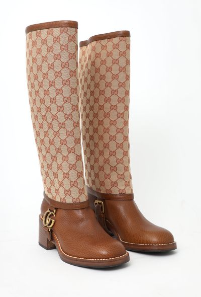 Gucci Monogram Leather Lola Boots - 2