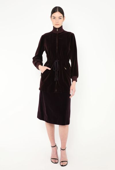 Saint Laurent RARE 1976 Velvet Bomber Jacket Ensemble - 1