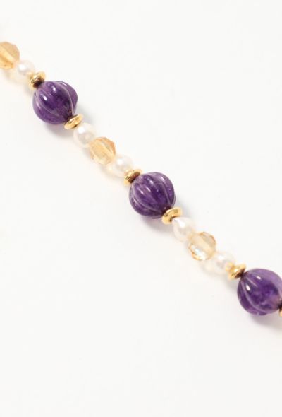 Amethyst Beaded Pearl Sautoir Necklace – Purple - 2