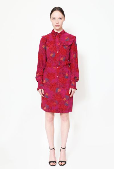 Céline 70s Ruffled Tie Graphic Silk Dress - 1