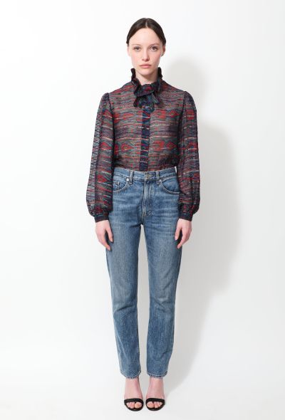 Lanvin 70s Ruffled Lavallière Silk Blouse - 1