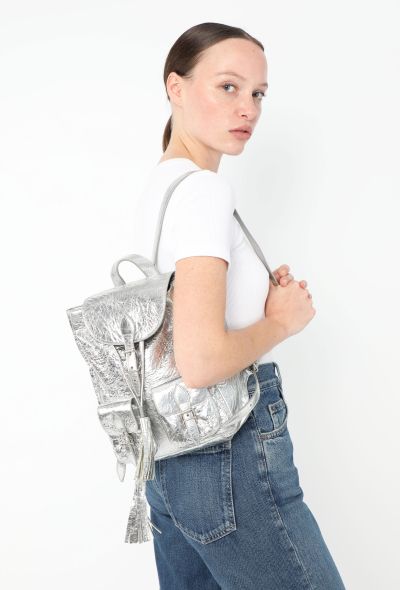 Saint Laurent Metallic Silver Venice Backpack - 2