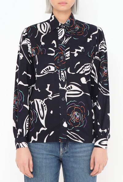 Saint Laurent Rare S/S 1980 Graphic Floral Shirt - 1