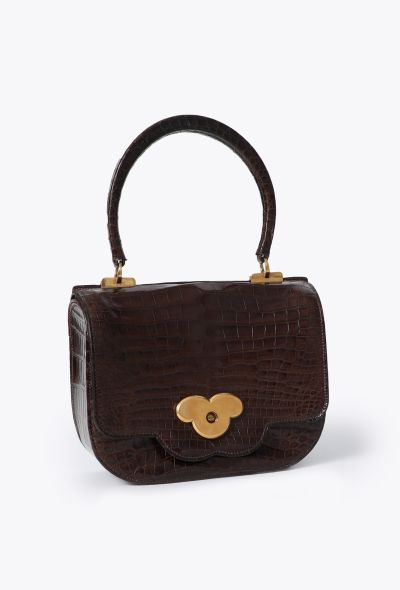 Hermès 1960s Brown Porosus Top-Handle Bag - 2