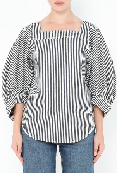 Chloé S/S 2017 Striped Denim Top - 1