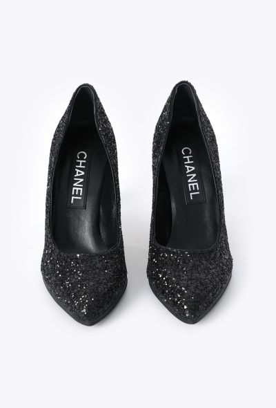 Chanel 2023 Black Iridescent Glitter Pumps - 2