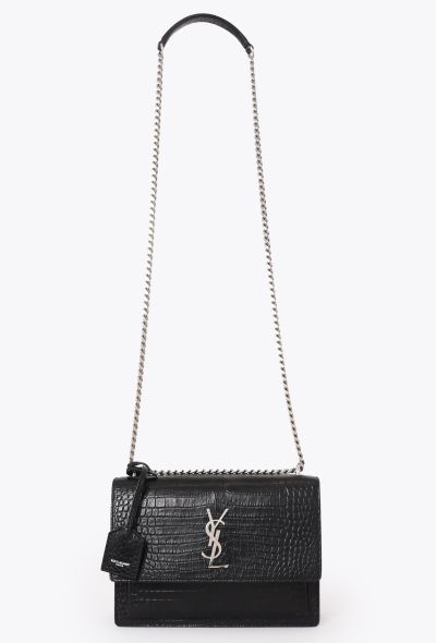 Saint Laurent Medium Croco Embossed Sunset Bag - 2