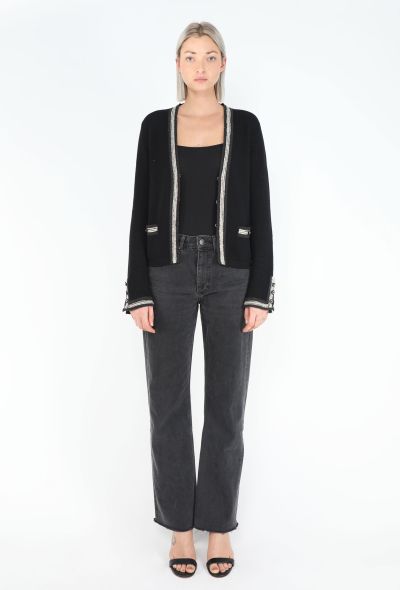 Chanel Black Cashmere Lamé Trim Cardigan - 2