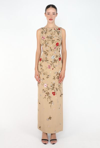 Oscar De La Renta Embroidered Silk Column Dress, 2001 - 1