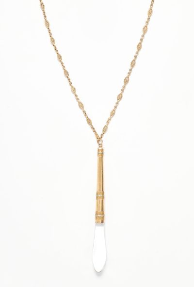 Vintage Fine Jewelry Antique 18k Yellow Gold & Glass Pendant Necklace - 2