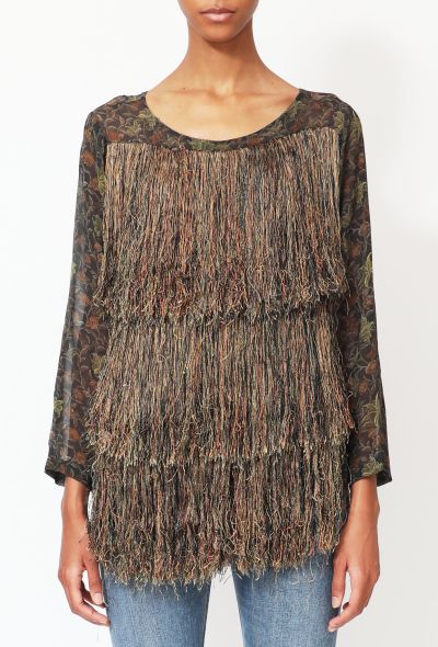 Dries Van Noten Tiered Fringe Silk Top - 1