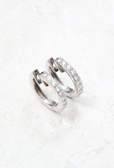 Vintage Fine Jewelry 18k Gold & Diamond Hoop Earrings - 1