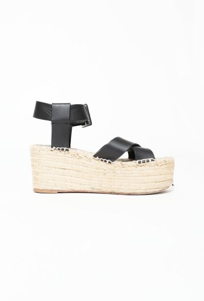 Céline Leather Strap Espadrille Platforms - 1