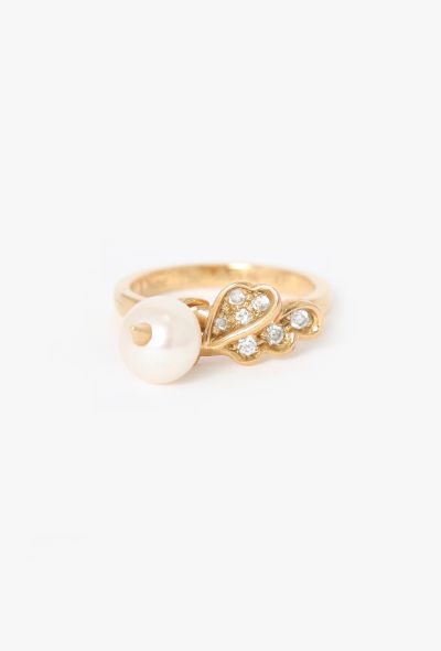 Dior 18k Yellow Gold, Pearl & Diamond Ring - 1