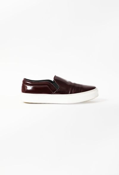 Céline Burgundy Patent Slip-On Sneakers - 1