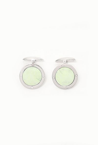 Modern Fine Jewelry 18k White Gold & Diamond Gemstone Cufflinks - 1