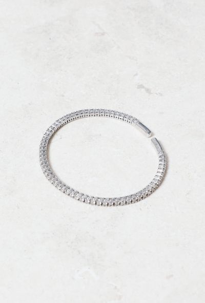 Vintage Fine Jewelry 18k White Gold Diamond Open Bangle - 2