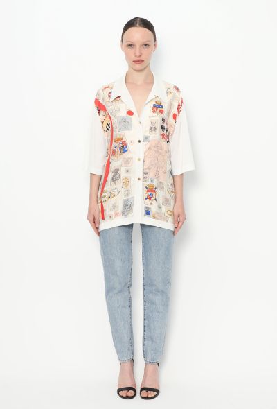 Hermès Vintage 'Numbers and Monograms' Silk Top - 2