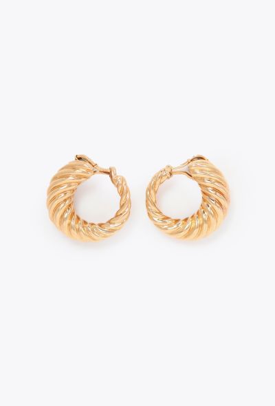 Vintage Fine Jewelry 18k Yellow Gold Twisted Clip On Earrings - 1