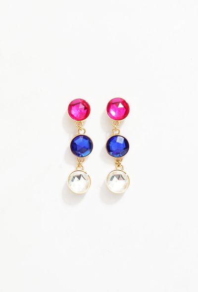 Miu Miu Tricolor Stone Drop Clip Earrings - 1