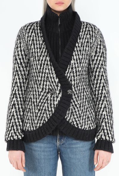 Chanel Chevron Ribbed Mohair Cardigan - 2