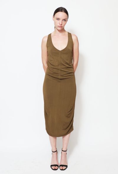 Alaïa 90s Khaki Ruched Dress - 2