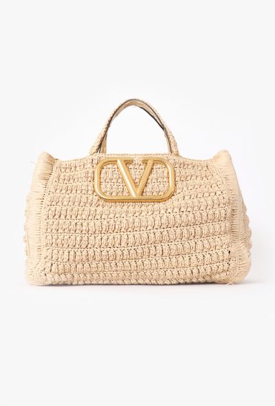 Valentino Beige Raffia Tote Bag - 1