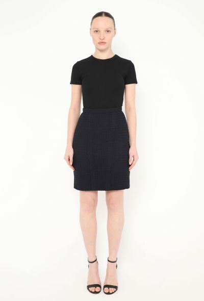 Chanel '90s Navy Classic Tweed Skirt - 1