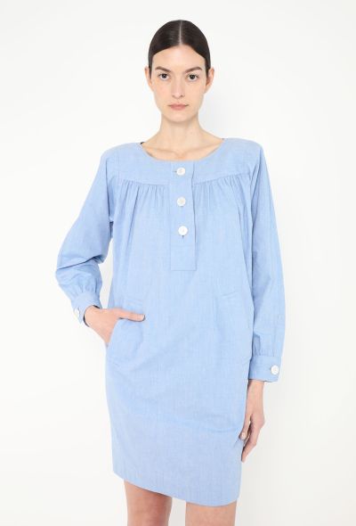 Saint Laurent '70s Ruched Cotton Smock Dress - 2