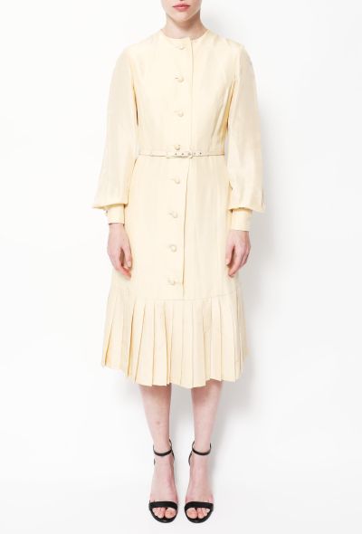 Vintage Jean Patou Beige Silk Belted Dress - 2