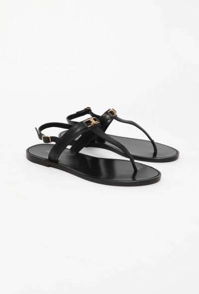Céline Leather Triomphe Sandals Black - 2