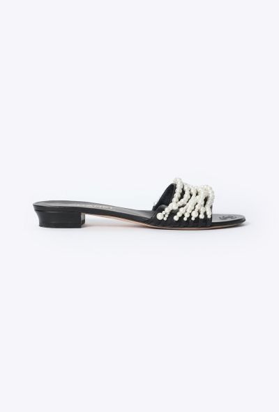 Chanel 2022 Pearl Embellished 'CC' Mules - 1
