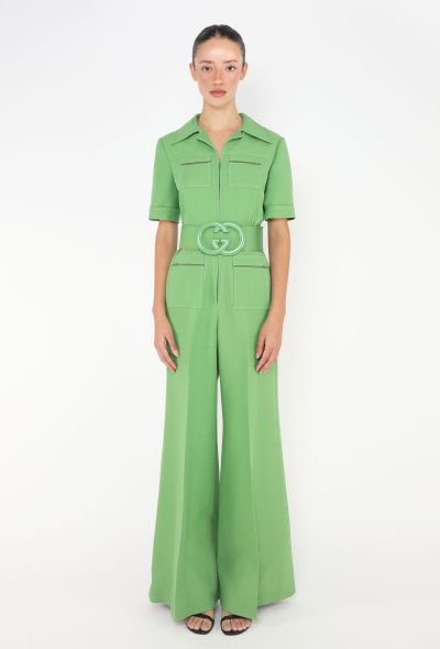 Gucci S/S 2018 Belted 'GG' Jumpsuit Green - 1