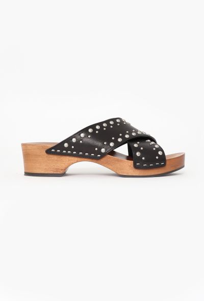 Saint Laurent Studded Leather Platform Clogs - 1