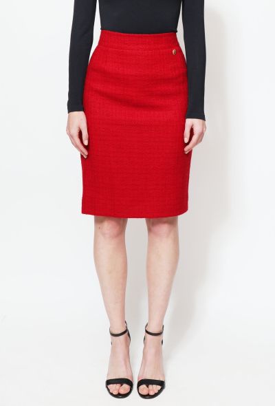 Chanel Scarlet Tweed Skirt - 2