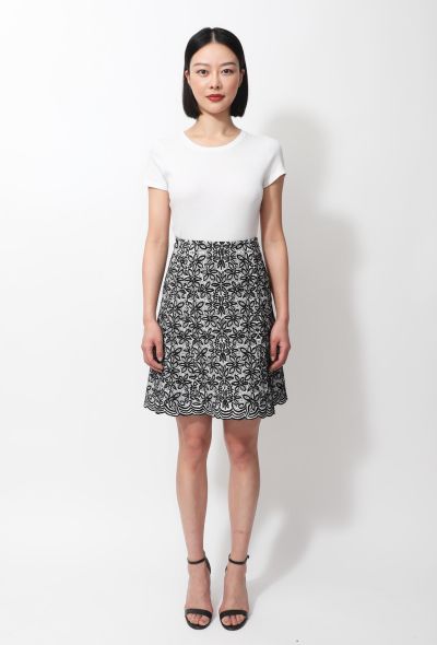 Alaïa Floral Textured Skirt Black & white - 1