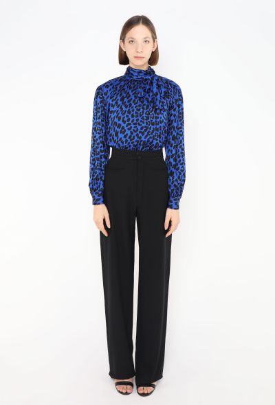 Saint Laurent Leopard Silk Lavallière Blouse - 2