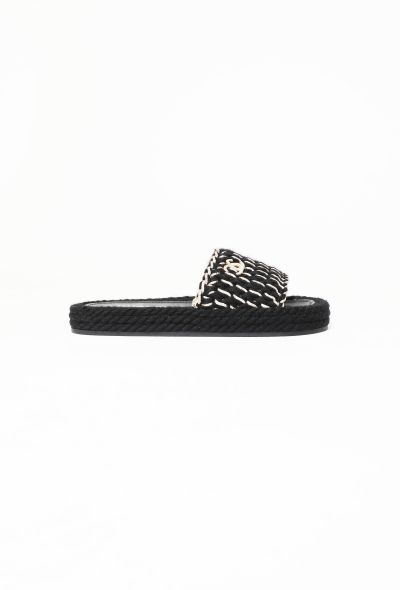 Chanel Resort 2021 Braided Knit Metallic 'CC' Slides - 1