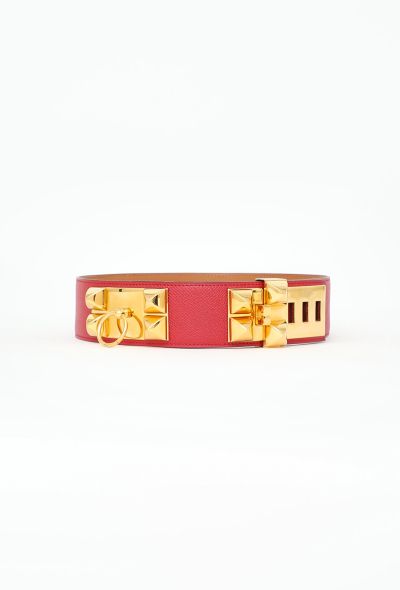 Hermès Vintage Rouge Courchevel ‘Collier de Chien’ Belt (1995) - 1