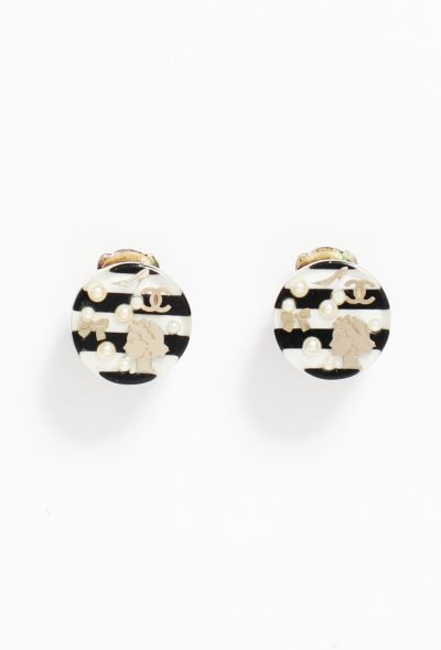 Chanel 2006 Icons Striped Clip Earrings - 1