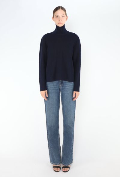 Céline Navy Turtleneck Zip Sweater - 2