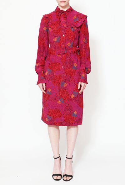 Céline 70s Ruffled Tie Graphic Silk Dress - 2